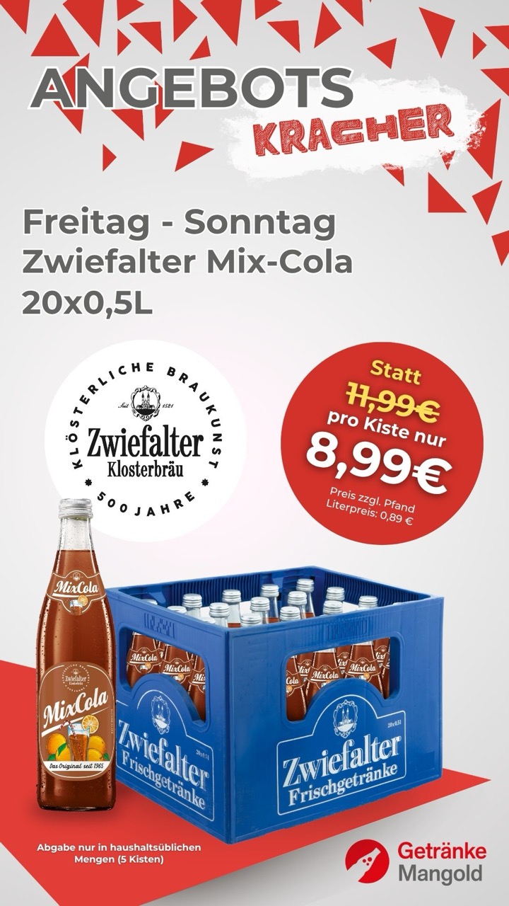 Angebots-Kracher Zwiefalter Mix-Cola