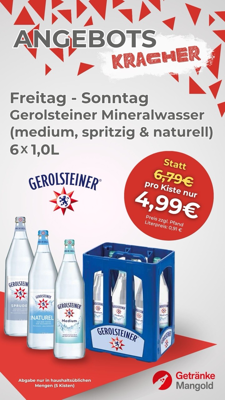 Angebots-Kracher Gerolsteiner Mineralwasser