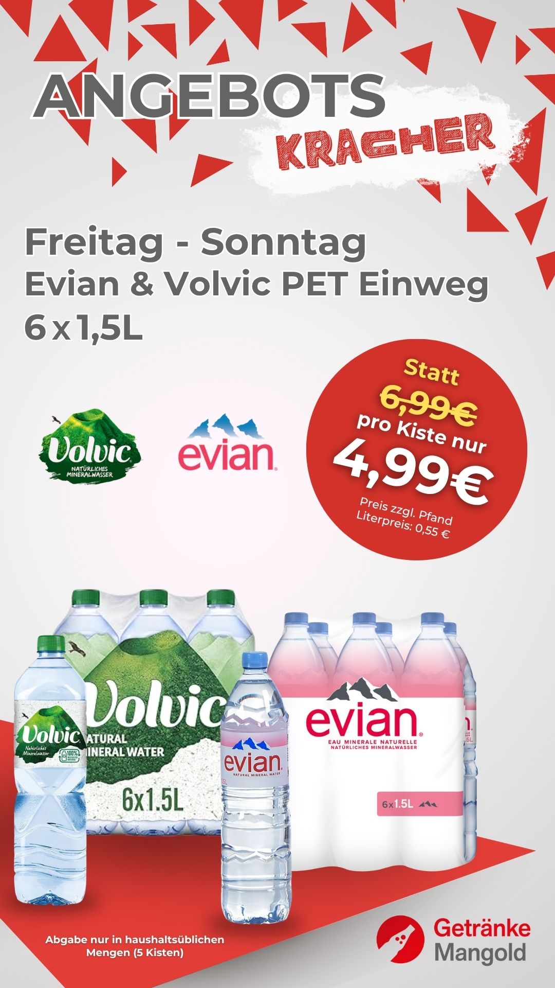 Angebots-Kracher Volvic & Evian PET Einweg