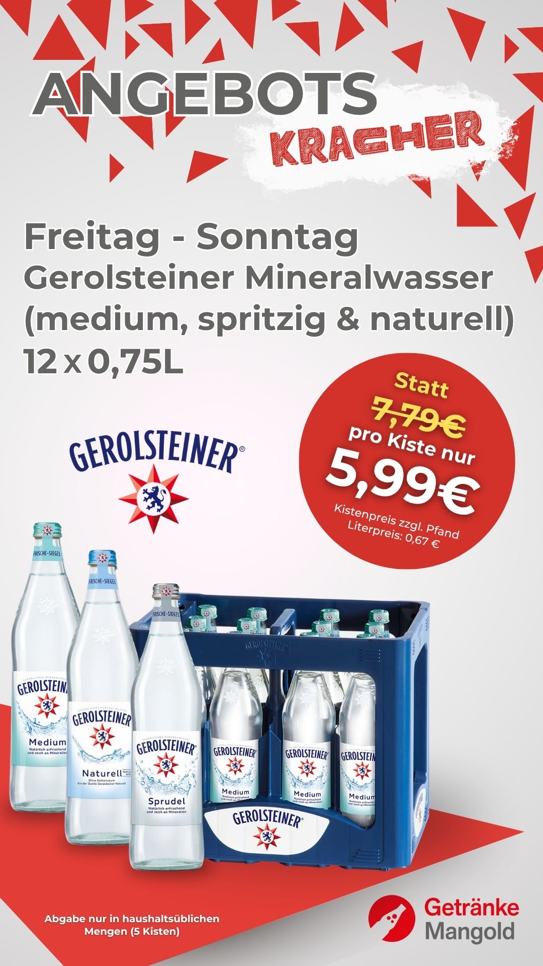 Angebotskracher_Gerolsteiner Mineralwasser 12x0,75 L_KW33